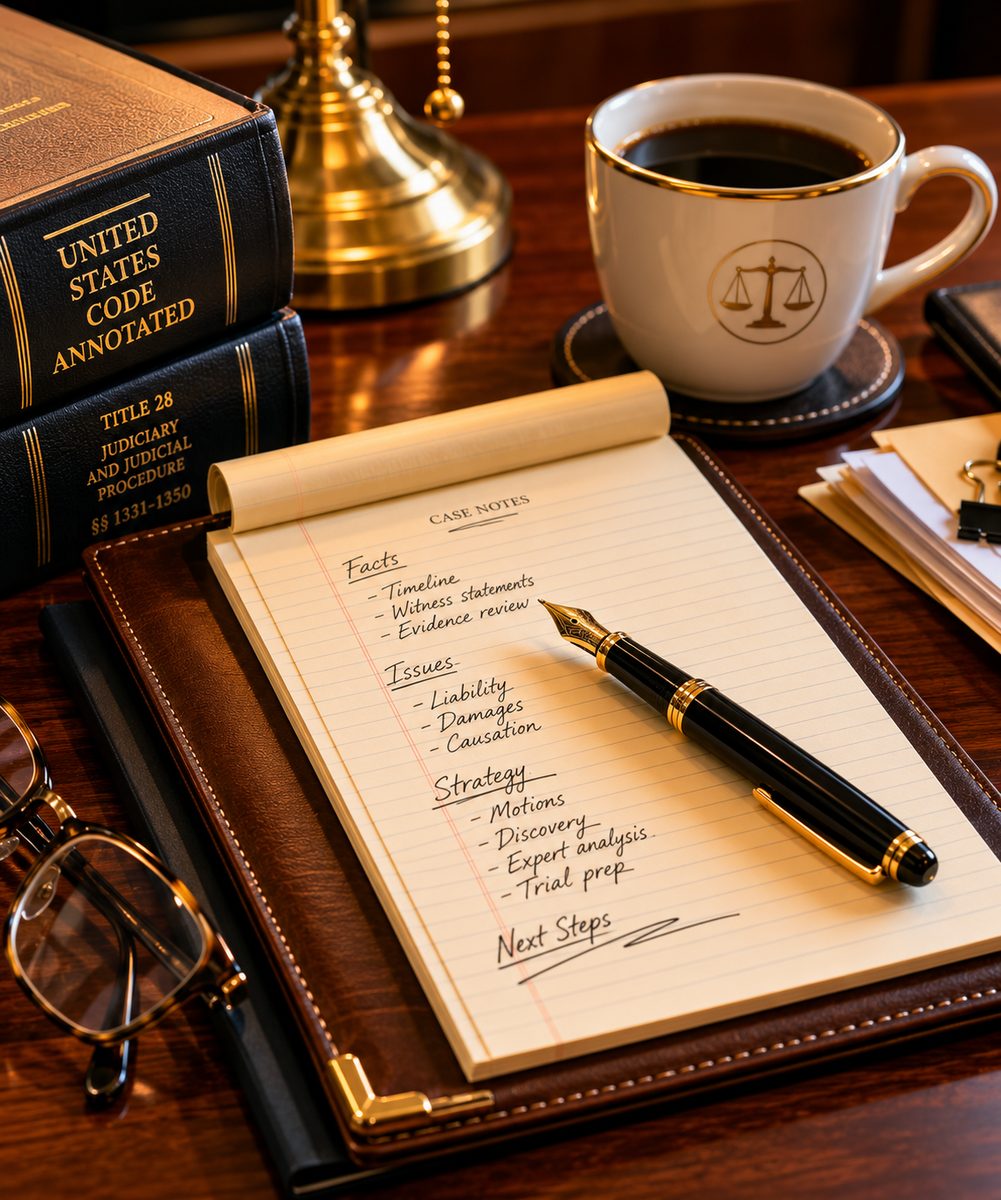 Federal case preparation imagery tied to public corruption defense